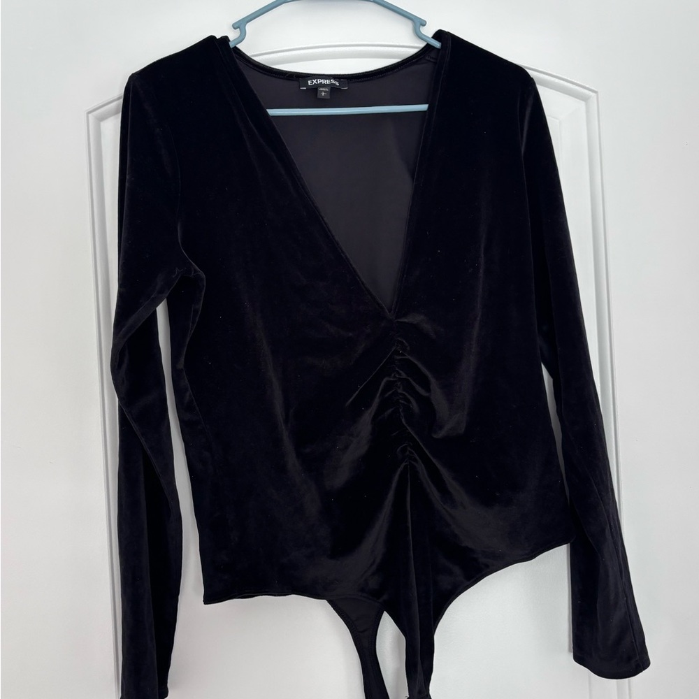Express Elegant Black Velvet Bodysuit